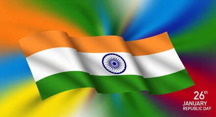 Indian Republic Day celebration with national flag and colorful abstract background