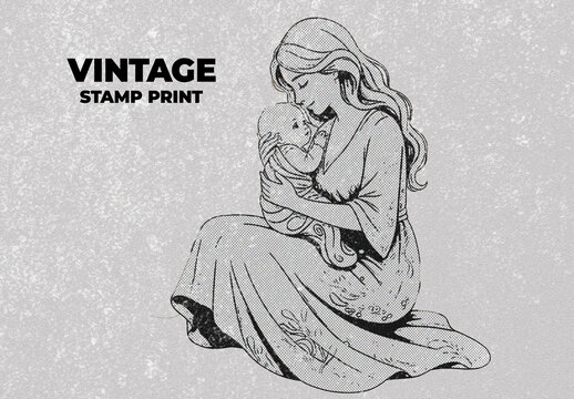 Vintage Stamp Print Photo Effect