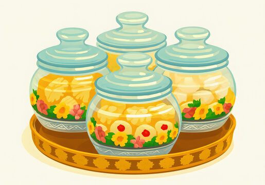Old malaysian style raya biscuit container/bekas biskut raya
