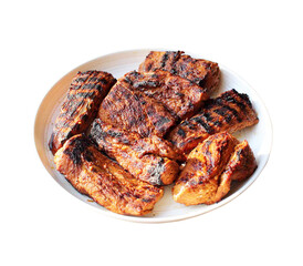 grilled pork chops on  plate