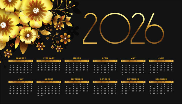 beautiful 2026 calendar dark template for monthly event organizer