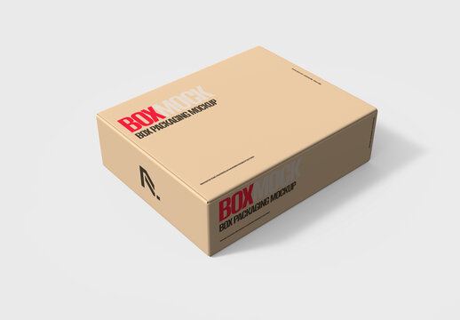 Kraft Cardboard Shipping Product Delivery Box Mockup for Packaging
