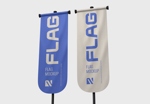 Vertical Flag Branding Mockup Outdoor Display