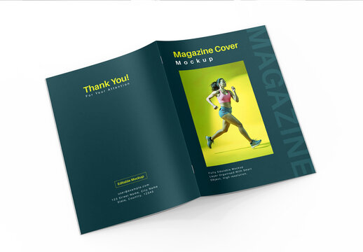 Open Magazine Cover Mockup Modern Hardcover Editorial Branding Template