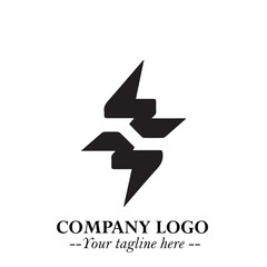 Sleek Electrical Logo Symbol on a Clean White Background for Modern Branding Design Elements Art
