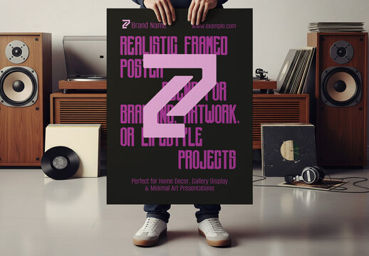 Realistic Editable Poster Mockup PSD with Generative AI
