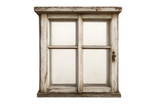 Vintage Wooden Window Frame Isolated on Transparent Background - Powered by Adobe
