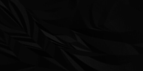 Obraz premium Black paper wrinkled texture for background space. Rough black paper. Paper texture, recycled creased paper background. 