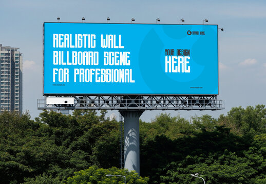 Realistic Outdoor Billboard Mockup Template Large Advertising Display
