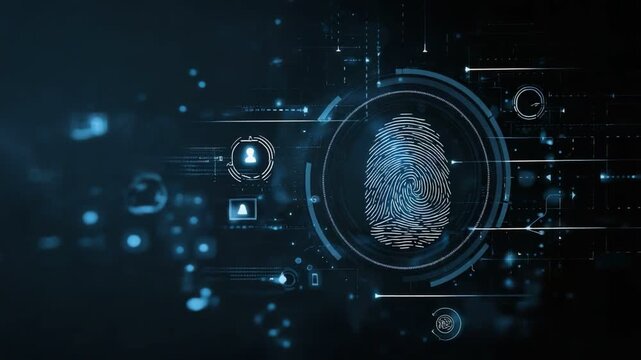A close-up view of a digital fingerprint with a futuristic background, symbolizing security, identity, and technology integration in modern life. - Powered by Adobe