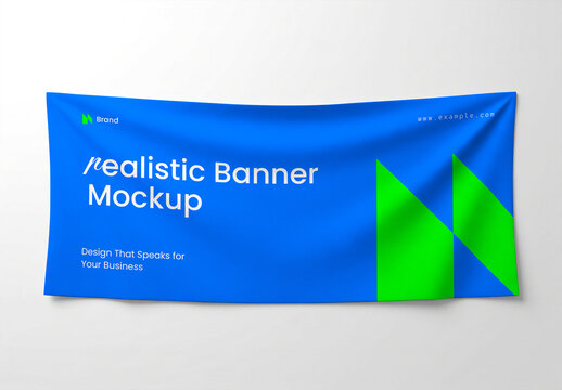 Realistic Outdoor Hanging Fabric Banner Mockup for Branding and Advertising
