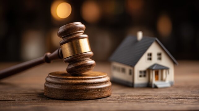 Gavel and Model House - Legal Aspects of Real Estate.