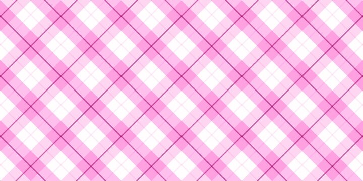 ​Pink argyle gingham pattern background for fabric, seamless textile design, preppy diamond plaid texture, wallpaper, wrapping paper, or digital art. Valentines day pattern background.