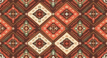 Geometric aztec textile design featuring an ethnic folk pattern and rhombus motif offering a