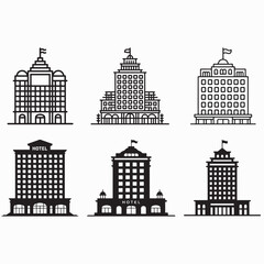 Fototapeta premium hotel building simple outline silhouette vector illustration minimalist line art design