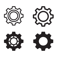 Settings Gear Icon Silhouette Vector – Minimal Line Art Illustration