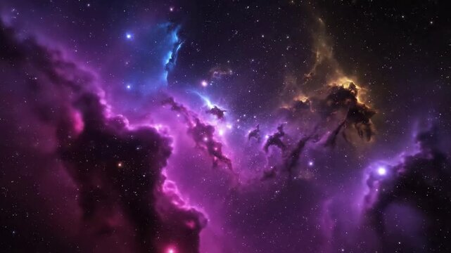 Capturing the majestic, silent ballet of cosmic dust and gas, forming intricate patterns bathed in the ethereal light of distant, unseen stars. Overhead view, slow orbital sweep