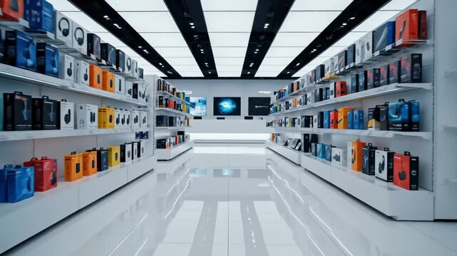 Electronics Store Displaying Mobile Phones and Accessories