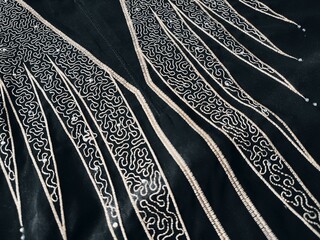 background and pattern of Turkish Dubai fabric in the form of lines and several motifs