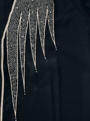 background and pattern of Turkish Dubai fabric in the form of lines and several motifs