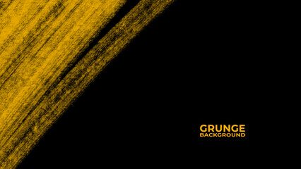 Black and yellow abstract background with brushstroke and halftone style. dirt overlay or screen...
