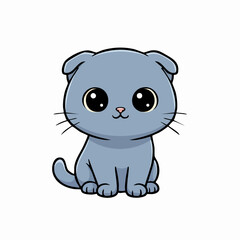 Adorable Cute Little Grey Cat Character Illustration