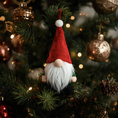 christmas tree with decorations of santa