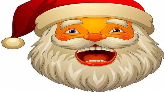 Funny smiling Santa Claus face with red Christmas hat and beard decoration