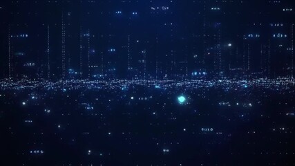 Data Stream Visualization Abstract Digital Landscape with Flowing Information and Glowing Particles - Powered by Adobe