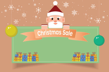 Vibrant Christmas Sale Banner Illustration with Festive , Snowflakes, and Big Discount Text - Up to 50% Off Promotion Graphic.