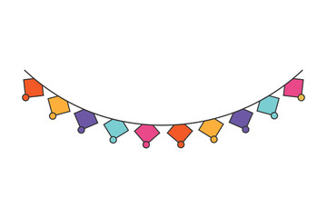 Fototapeta premium Colourful decorative diamond shaped bunting garland illustration for celebration party banner border.