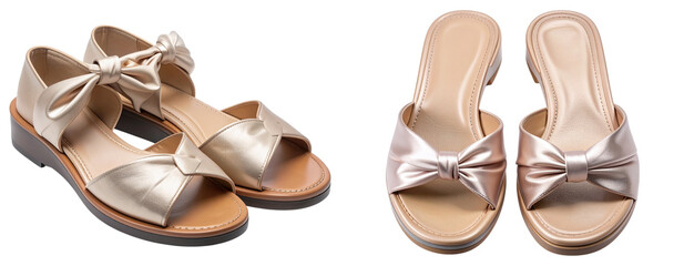 Elegant Satin Knot Slide Sandals &mdash; Transparent Background PNG