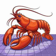 This whimsical illustration features a stylized lobster character with exaggerated features, representing the fun and creativity often present in marine-themed artworks.