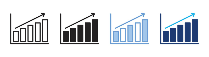 Bar chart icon set multiple style collection