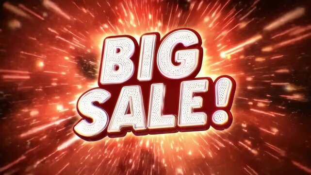 Exciting promotional graphic showcasing a big sale event with bright colors and dynamic effects for attracting attention to special offers and discounts