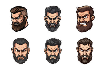 cartoon faces of angry bearded men.