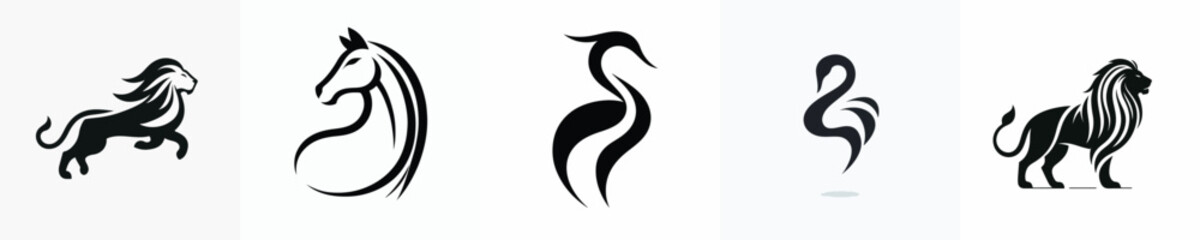 vector animal silhouette image white background