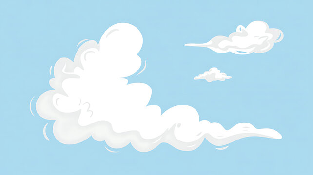 Fluffy White Clouds Floating in a Blue Sky A Cartoon Illustration for Weather Concepts