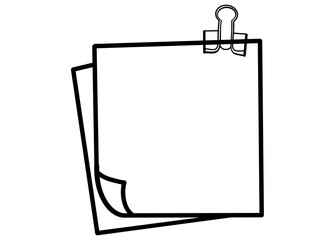 Illustration of paper clip and sheet of paper on a white background