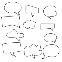 Set of speech bubbles in doodle style. Vector illustration.