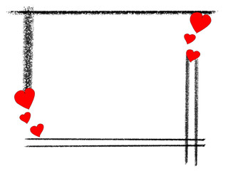 Valentine's day frame with red hearts. Vector illustration.