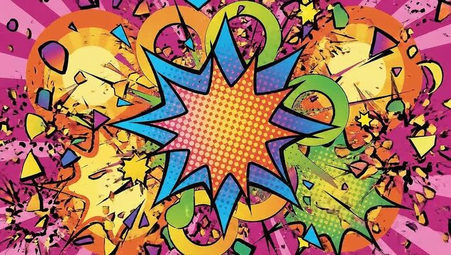 Colorful Pop Art Comic Background Explosion Dynamic Motion Graphic