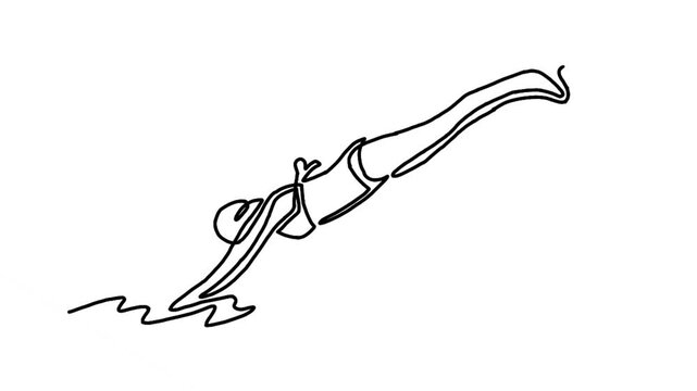 Continue line animation of swimmer jump to practice swimming