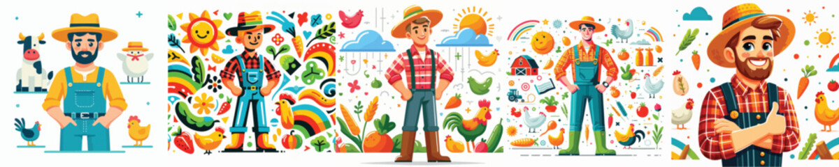 vector image man wearing a farm costume on a white background