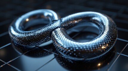 Metallic infinity symbol,  textured, reflective