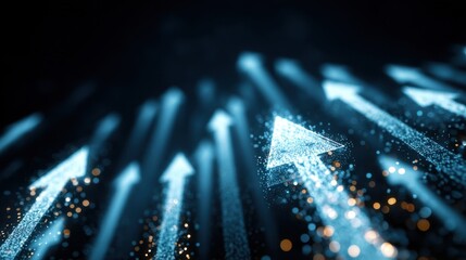 Dynamic Blue and Orange Arrows Representing Growth and Success in a Data Visualization Concept