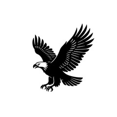 Obraz premium Flying Eagle Silhouette Illustration with Spread Wings