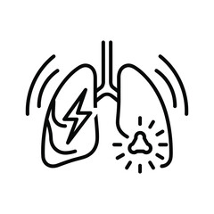Conceptual lung disease icon showing asthma and respiratory infection, perfect for medical education or healthcare marketing materials, clean and modern