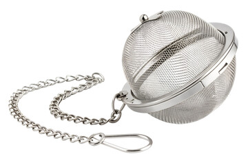 Stainless steel tea infuser with chain and hook for brewing loose leaf tea