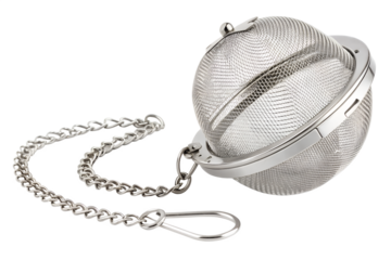 Stainless steel tea infuser with chain and hook for brewing loose leaf tea